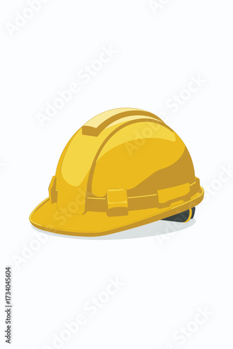 Bright Yellow Hard Hat on White Background Illustration