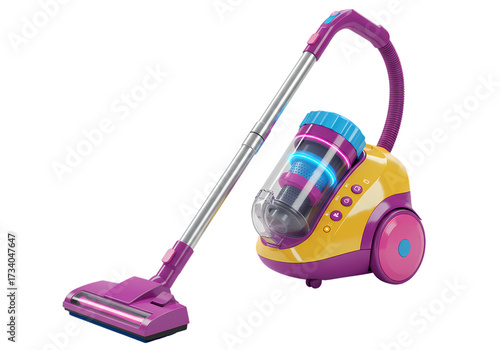 Vibrant Purple and Yellow Vacuum Cleaner: A Cleaning Essential