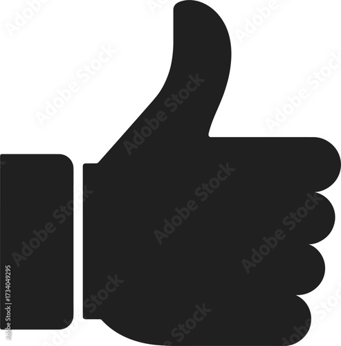 Black silhouette of a hand giving a thumbs up gesture like approval