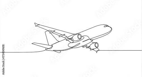 Continuous line drawing airplane line art style vector. Single line illustration concept in continuous line art