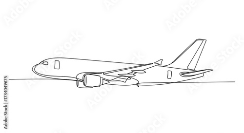 Continuous line drawing airplane line art style vector. Single line illustration concept in continuous line art