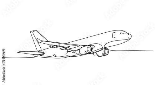 Continuous line drawing airplane line art style vector. Single line illustration concept in continuous line art