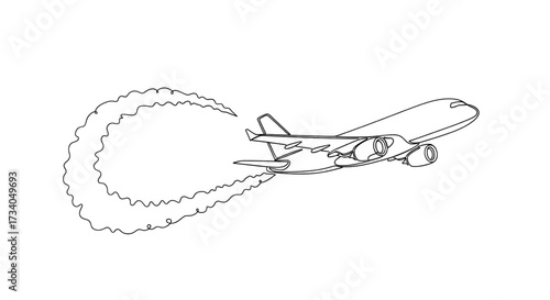 Continuous line drawing airplane line art style vector. Single line illustration concept in continuous line art