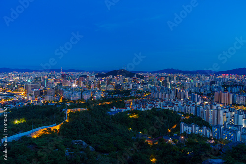Wallpaper Mural south korea, seoul city and  seoul sky, night view, lotte tower, night view city, seoul city, night lights, outdoor, sunrise, namhansanseong fortress, namhansanseong, seoul south korea, korean, metrop Torontodigital.ca