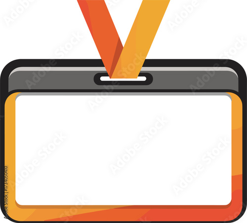 Blank Badge Holder With Orange And Yellow Ribbon vector illustration