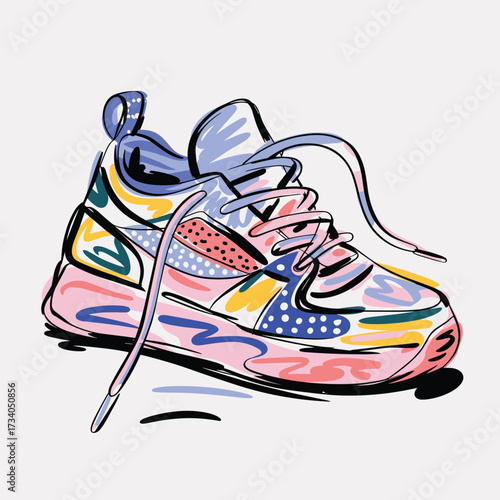 Vibrant Abstract Athletic Sneaker in Artistic Style