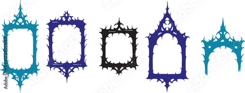 Gothic Window Frame Vector Set Antique Cathedral Style Arched Borders Collection