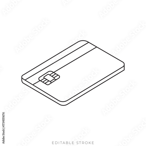 Isometric Credit Card Chip Vector Icon for Contactless Payment