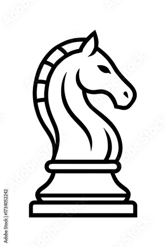 Classic Chess Knight Piece Outline Icon Vector - Strategy Game and Competition Symbol