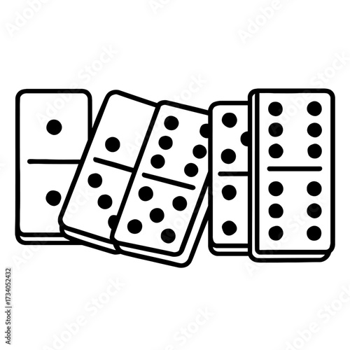 Domino Effect Falling Tiles Icon Vector - Simple Outline Symbol for Game, Chain Reaction, and Strategy