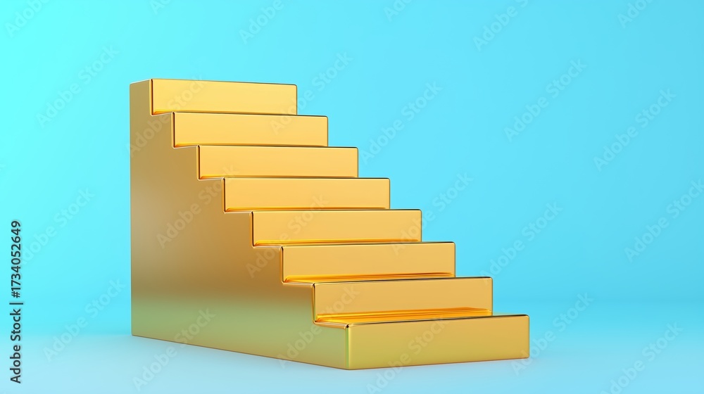 Obraz premium Abstract visualization of a business forecast as a golden staircase.