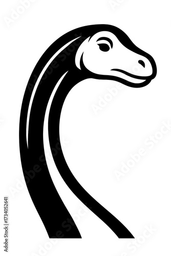 Brachiosaurus Long-Neck Dinosaur Head Vector - Sauropod Prehistoric Animal Mascot Illustration