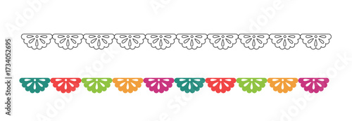 Decorative lace border vector illustration. Paper lace ornament design for scrapbooking and stencil. Floral pattern festive decorative garland.