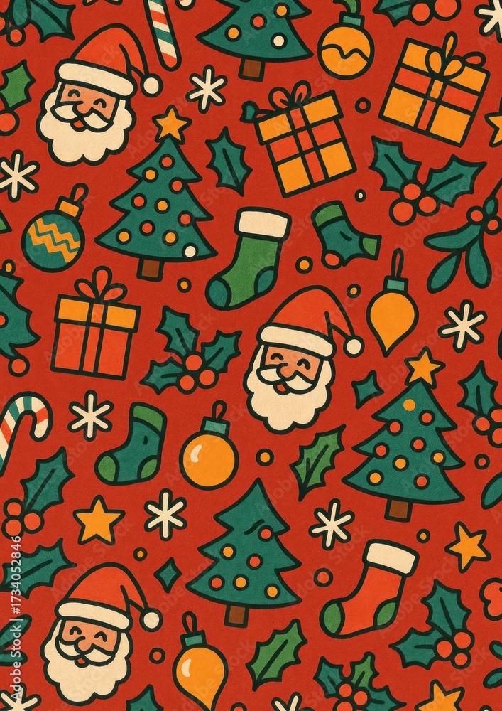 Fototapeta premium Festive holiday pattern wallpaper