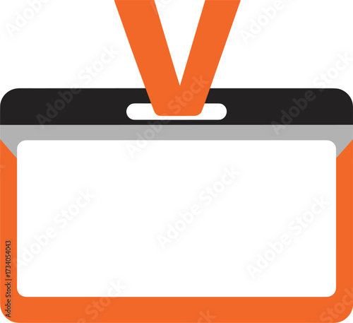 Orange and grey lanyard badge holder with blank white space for text ID card access card