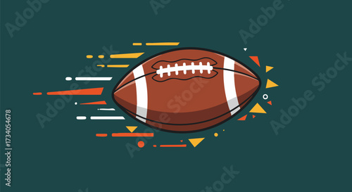 American football soars with dynamic motion trails against a dark teal backdrop