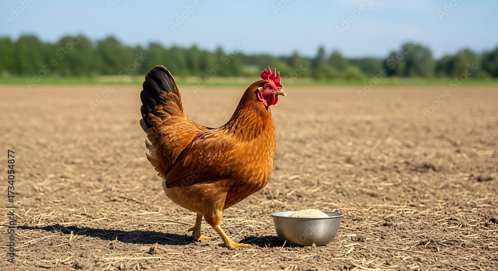 Fototapeta premium Brown Hen in Field.