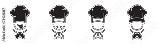 Cooker hat icon set isolated on transparent background. Simple chef hat symbols. Perfect for cooking, culinary, restaurant, bakery, kitchen, food service, gastronomy, chef, and culinary design.