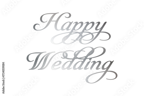 Happy Wedding - 筆記体でおしゃれに書いた、Happy Wedding（結婚おめでとう）の、おしゃれな手書き風のロゴマーク
