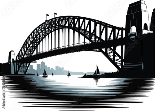 Sydney Harbor Bridge Famous Icon View With Sailboats and City Landscape