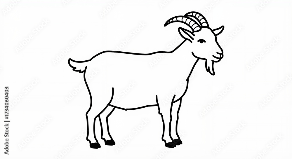 Fototapeta premium Cartoon goat standing on white background 