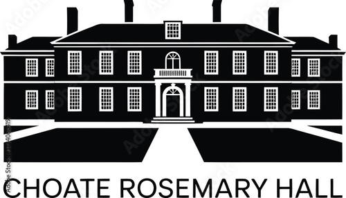 Choate Rosemary Hall Building Silhouette on Transparent Background Vector Art