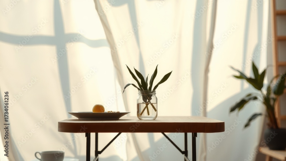 Fototapeta premium The abstract environment presents an intriguing indoor and outdoor scene, providing a versatile editorial background without people.