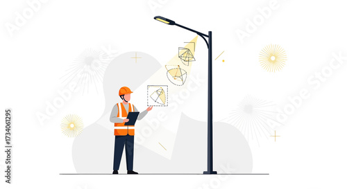 Smart street lighting solution concept shows energy efficiency and sustainability features
