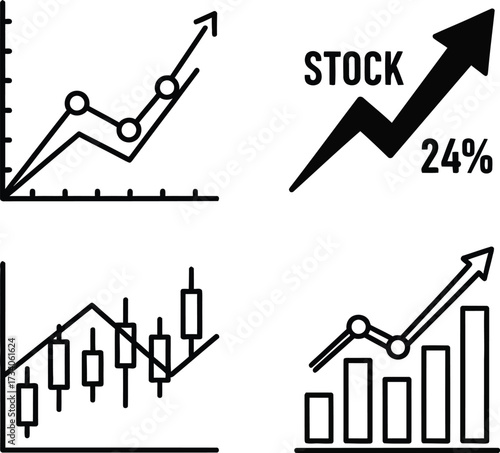 Vector art of stock market charts set