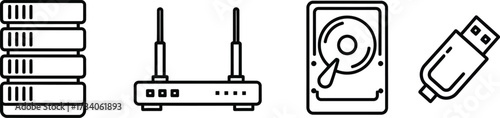 Vector art of server and storage devices set