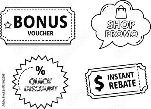 Vector art of bonus voucher labels set