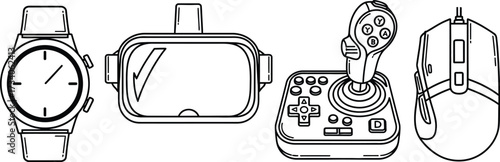 Vector art of smartwatch and gadgets set