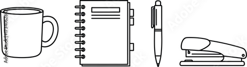 Vector art of office stationery set