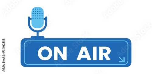 On Air Broadcast Announcement Live Podcast Studio Audio Stream Record Now Sound News Radio Voice Mic Microphone Online
