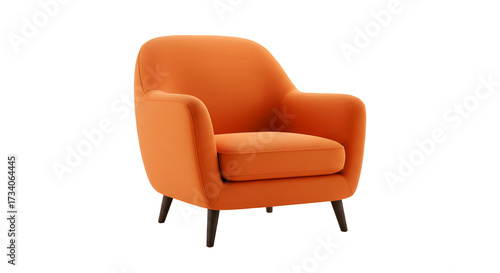 Modern orange armchair isolated on white background — Kursi berlengan modern warna oranye