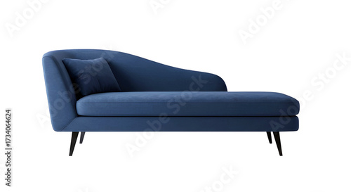 Modern blue chaise lounge isolated on white — Kursi panjang chaise lounge biru