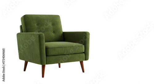 Green fabric armchair isolated on white — Kursi kain hijau