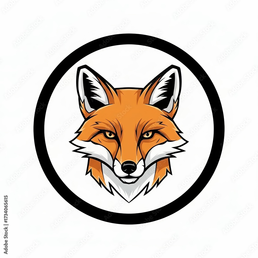 Fototapeta premium Realistic Fox Head Logo in Circle - Intense Mascot for Gaming or Sports Branding