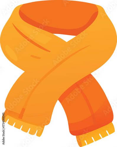 An orange scarf displayed on a plain white background, showcasing its vibrant color and texture.