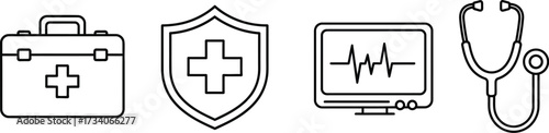 Vector art of medical equipment set in line art