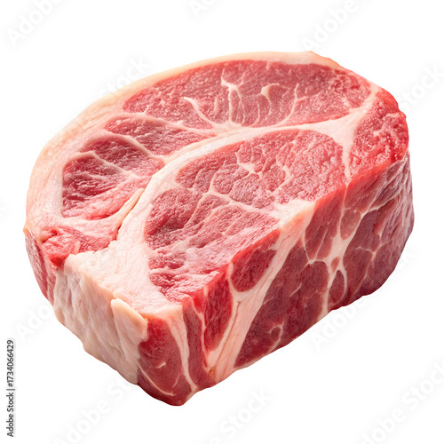 Raw pork neck meat cut isolated on transparent background