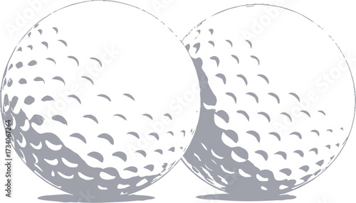 Golf ball vector with dimpled surface in grayscale style for sports, equipment, and aerodynamic design themes