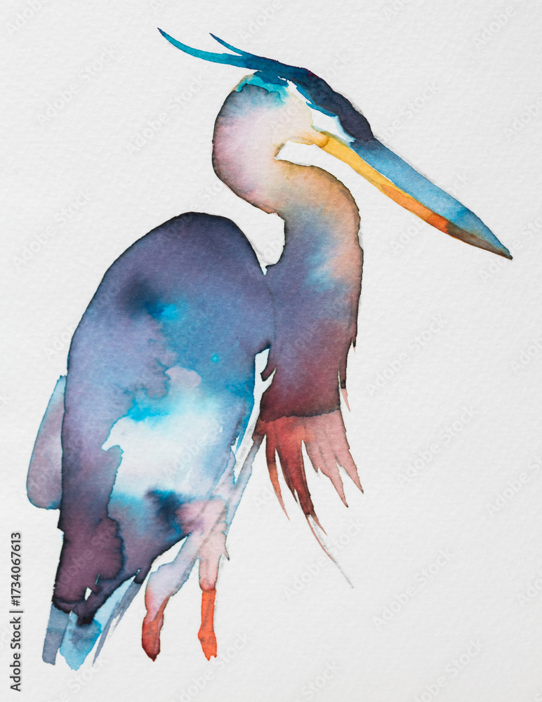 custom made wallpaper toronto digitalBeautiful watercolor painting of a grey heron showcasing rich colors and graceful details