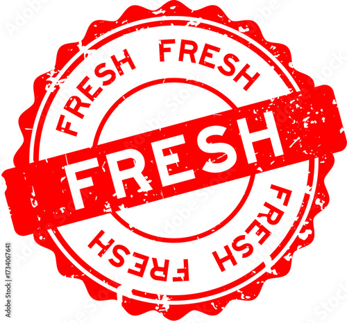 Grunge red fresh word round rubber seal stamp on white background