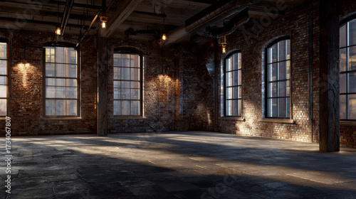 Wallpaper Mural Industrial Style Interior Empty With Windows Torontodigital.ca