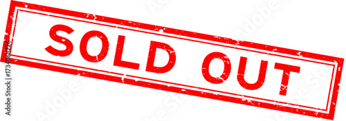 Grunge red sold out word rsquare ubber seal stamp on white background