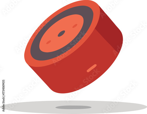 A bright red speaker set on a plain white background, emphasizing its bold appearance.