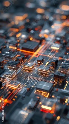 Illuminated Circuit Board - A Microscopic View of Technologys Inner Workings.