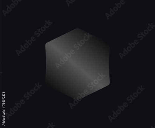 Original Hexagonal Badge Sticker Label In Dark Grey Holograph Gradient Style. Glossy Metallic Icon Logo Seal For Branding, Promo, Ecommerce UI, Shop Product Advertising. Vector Illustration