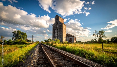 Fototapeta Naklejka Na Ścianę i Meble -  Rustic grain elevator at sunset